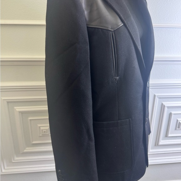 Black Blazer with Lamb Leather Accents - Picture 7 of 17